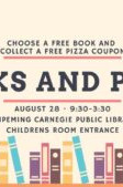 Free Books and Pizza at the Ishpeming Carnegie Public Library August 28, 2020
