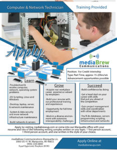 Train to become a Computer & Network Technician through mediaBrew Communications.