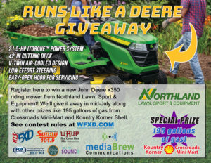Win a brand new John Deere x350 riding lawn mower!