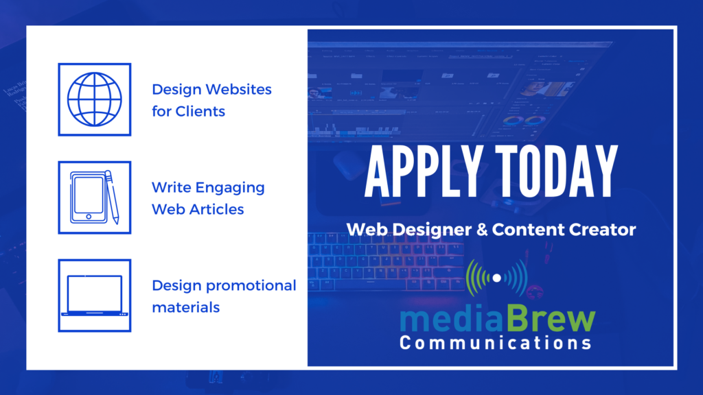 Apply to work as a Web Designer and Content Creator at mediaBrew