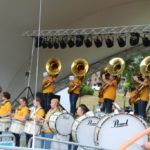 The percussion section of NMU's Marching Band