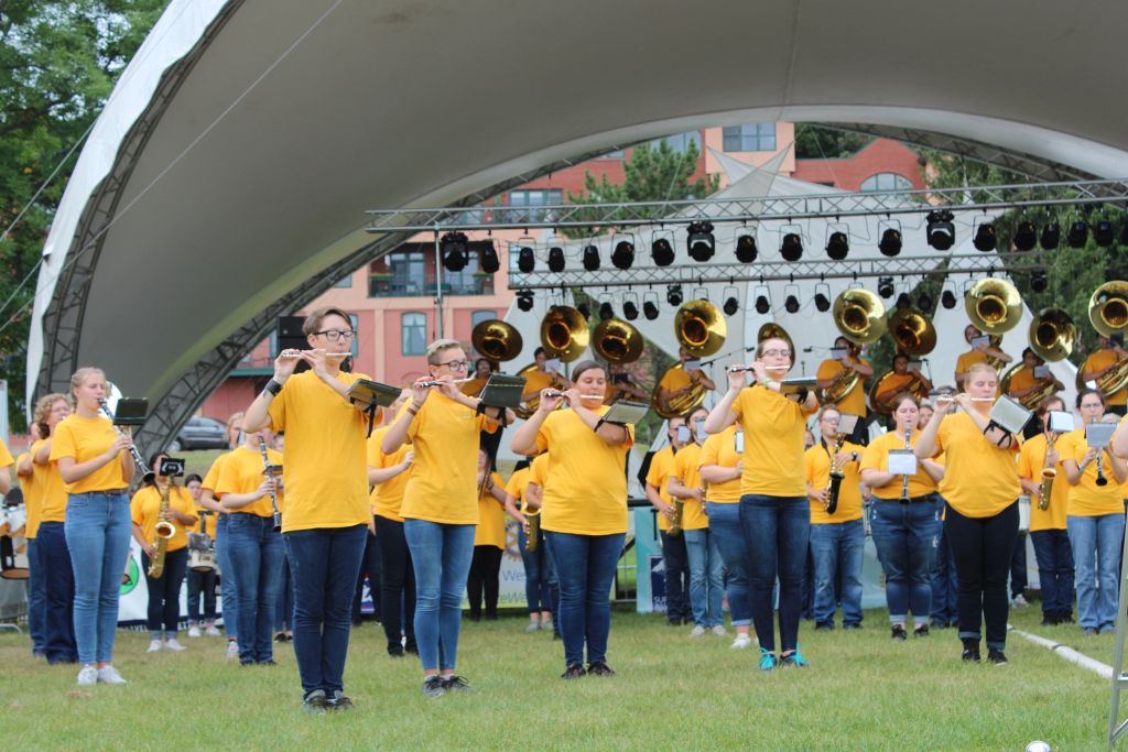 Front row of the NMU Marching Band
