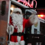 Santa arrives on the Fire Truck