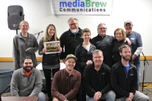 The mediaBrew crew with the Sara!