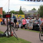 A close look at the starting line, where many onlookers gathered to cheer on the racers at the finish line