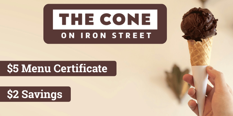 The Cone On Iron Street Menu Certificate - $2 Savings