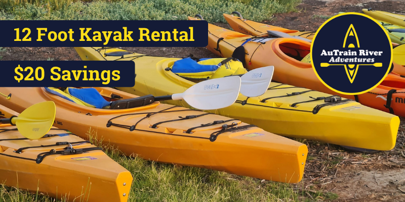 AuTrain River Canoes & Kayaks 12 Foot Kayak Rental - $20 Savings